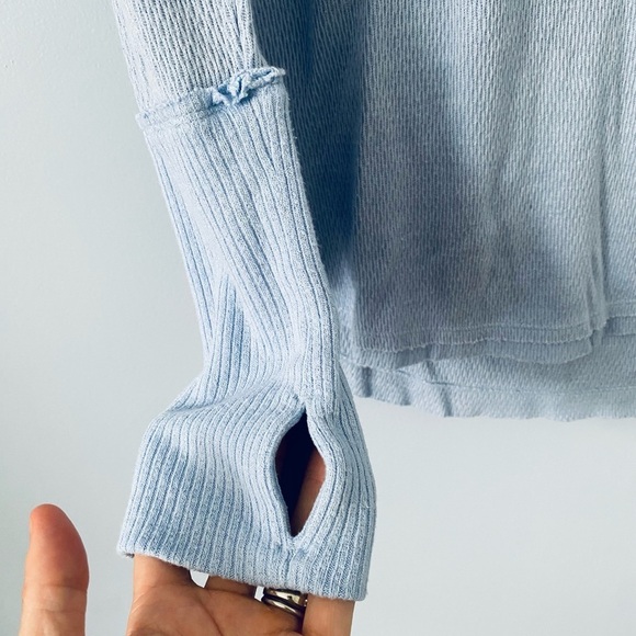 Free People We the Free Snowy Thermal Baby Blue Shirt, Small, Oversized - Picture 7 of 14